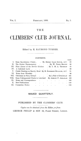 Climbers' Club 1898 Vol.1 No.3 Journal cover